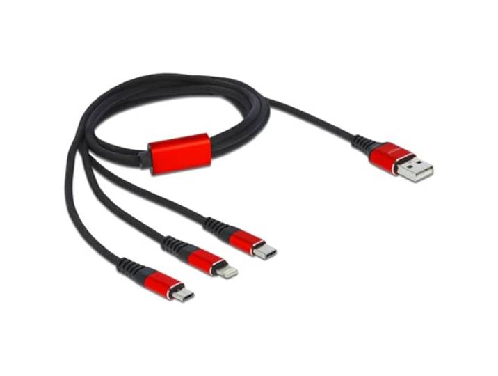 DeLOCK 86709 USB-kabel, 1 m, USB 2.0, USB A, USB C/Lightning, zwart, rood