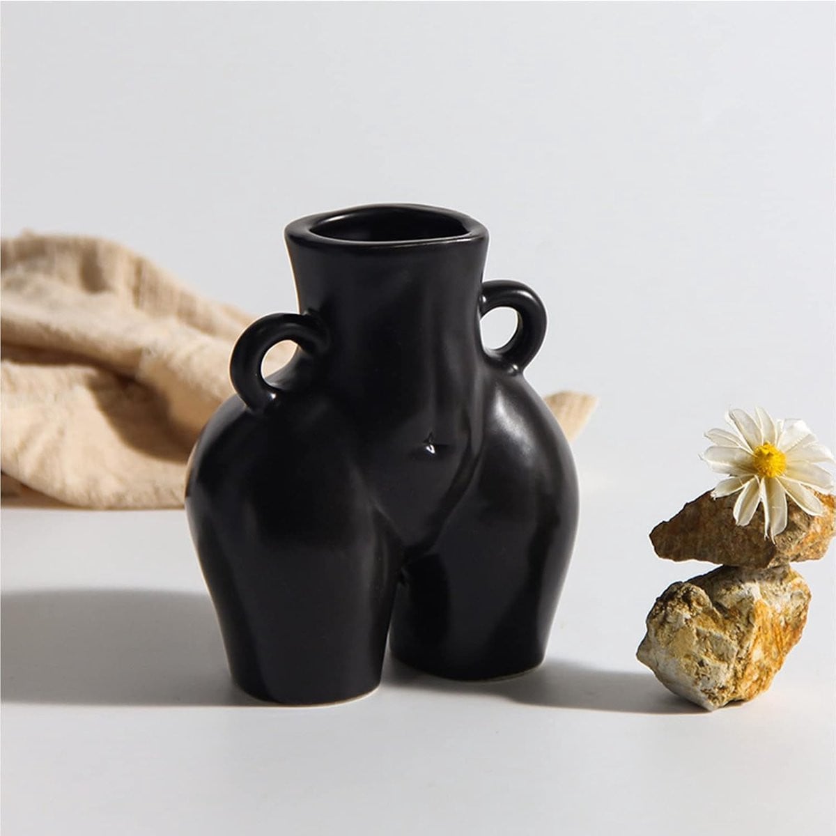 Moderne Keramische Buikvaas met Vrouwenlichaam - Boho Decoratie voor Bloemen