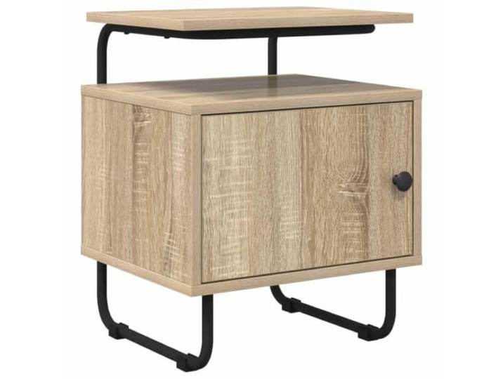 KUPTYERFG Nachttisch Sonoma-Eiche 40x36.5x50cm Beistelltisch mit Tür Kompakter Nachtschrank für das Schlafzimmer mit robuster Holzwerkstoff-Platte, Stauraum hinter der Tür und Bodenschonern.