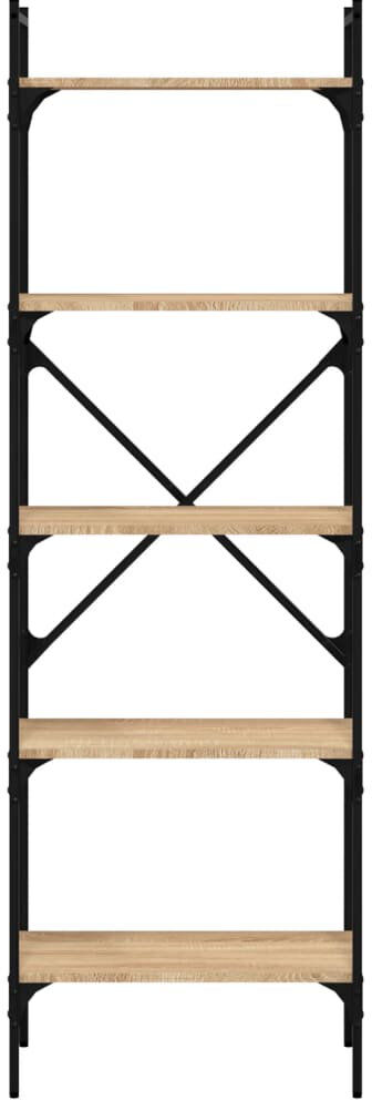 Borough Wharf Gullickson 56cm W Steel Etagere Bookcase Sonoma Oak 174cm H x 56cm W x 31.5cm D