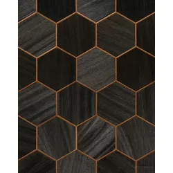 Dekorfliesen Hexa XL Thermo Black aus Abachi-Holz 1.18  m2