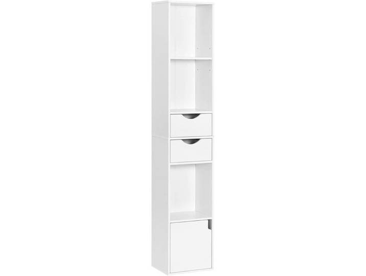 Bibliothèque Étagère WOLTU - Blanc - 30x24x158cm - 3 Compartiments Ouverts 2 Tiroirs et 1 Casier