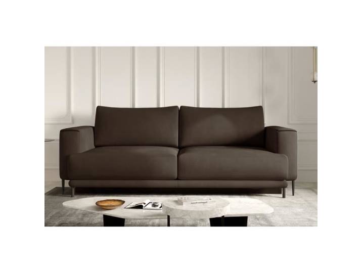 Canapé 3/4 places convertible et espace de rangement - marron - en tissu de qualité DANY