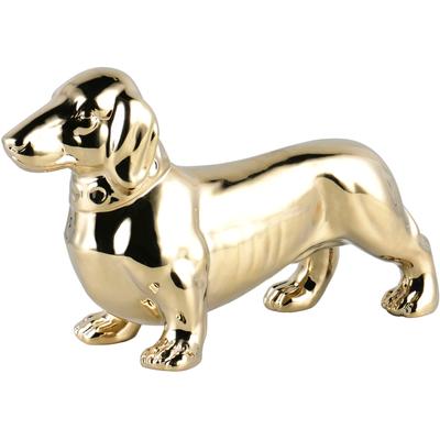 Dekofigur MIRRORS AND MORE "MAX", gold (goldfarbig), B:14,2cm H:21cm, Porzellan, Dekofiguren, Dekofigur in Hundeform