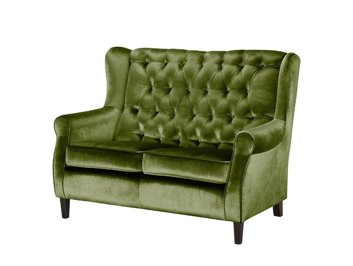 2-Sitzer Sofa Grün/Olivgrün Samt Gala 146 x 102 x 85cm Glamour