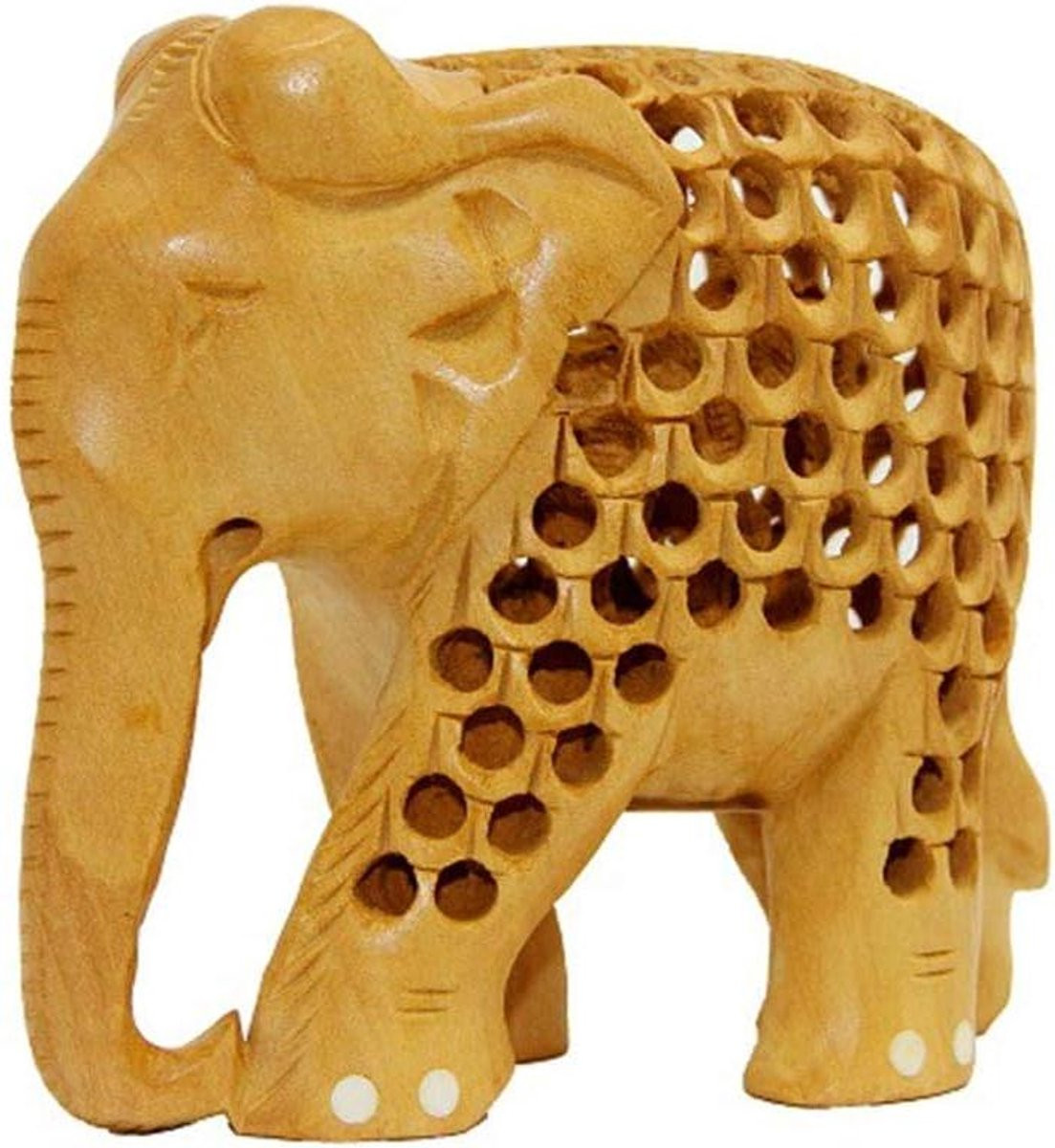 Handgemaakt houten olifant figuur decoratief beeldje voor op tafel