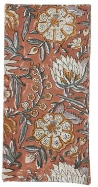Saro Lifestyle "Botanical Pattern Cotton Decorative Napkins (Set of 4) - Illustrated Floral Motif for Dining and Entertaining, 20""x20"""