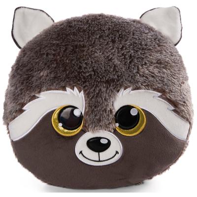 Dekokissen NICI "Glubschis, Waschbär Clooney, 33 cm", grau (grau, felloptik bestickt), Dekokissen_Sitzkissen_Kissenhüllen, Kinder, B/L: 32cm x 12cm, 1 Stk., Polyester, Felloptik, bestickt, B:32cm H:33cm L:12cm