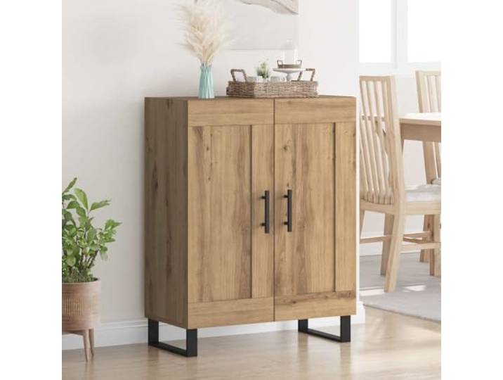 HEFZGDB Klassisches Sideboard aus Holzwerkstoff und Eisen in Artisan-Eiche mit zeitlosem Design, glatter Oberfläche, hoher Stabilität und viel Stauraum für optimale