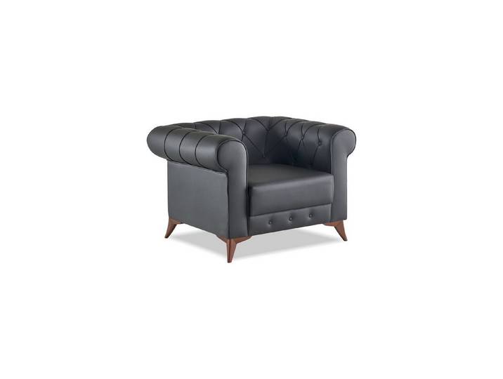 Xlmoebel Chesterfield-Sessel Chesterfield Sessel klassisch Leder silbergrau elegant Knöpfe Komfort (1-St., 1-tlg)