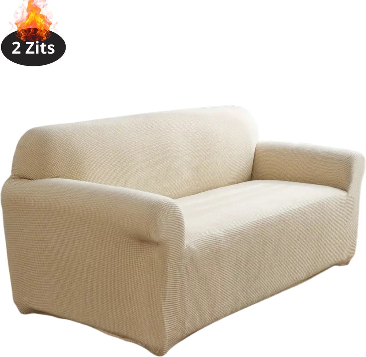 Livano Bankhoes Stretch Sofa Cover Effen Beige voor 2 Zits Sofa