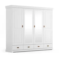 Kleiderschrank Schlafzimmerschrank mit Spiegel Türen und Metallgriffen