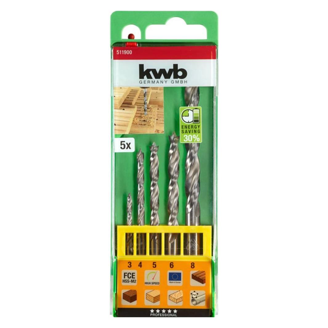 kwb Holz Spiralbohrer FCE HARTHOLZBOHRER SET, 5 TLG. (3, 4, 5, 6, 8) (511900)