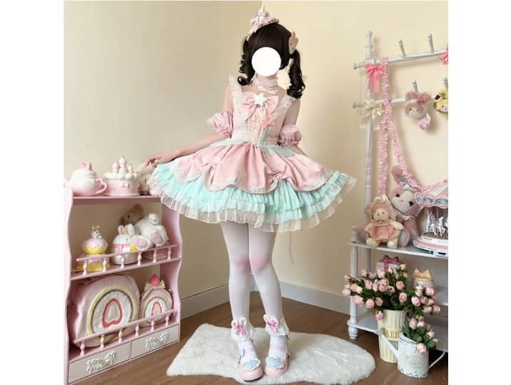 Robe Lolita au Design Original pour Femme, PoinTenue à Bretelles JSK, Style Kawaii, pour ixde Thé, Campus, Princesse Loli
