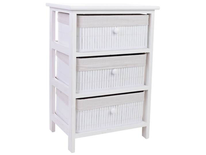 Chiffonnier bois blanc 3 tiroirs bambou 40x29x58 cm
