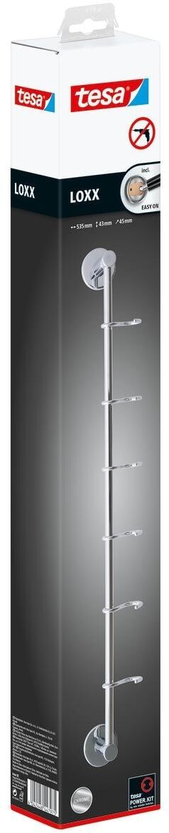 Hakenleiste TESA "ohne Bohren", silber (silberfarben), B:53,5cm, Metall, Hakenleisten, Hakenleiste silberfarben B/H/T: 53,5cm