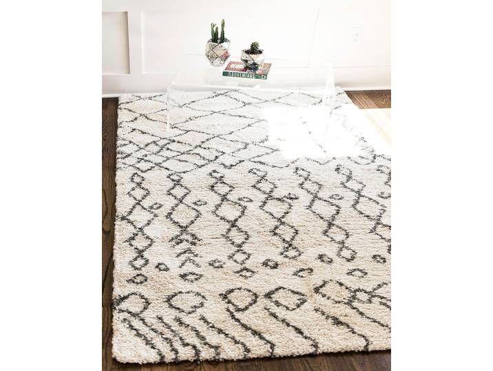 Hochflor-Teppich Temara Shag, LAGERRÄUMUNG , beige (elfenbeinfarben, grau), B:122cm H:51mm L:183cm, Polypropylen (PP), MYFLAIR MÖBEL & ACCESSOIRES, Teppiche, Hochflor-Teppich, gewebt, Scandi Design, ideal im Wohnzimmer & Schlafzimmer