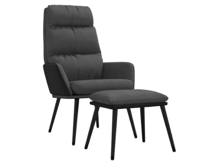 Fisinber Relaxsessel mit Hocker 2-tlg Set Polstersessel Dunkelgrau Ergonomischer Fernsehsessel samt Fußauflage für ruhige Auszeiten im gemütlichen Schlafzimmer oder Wohnbereich.