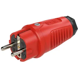 Schutzkontaktstecker Vollgummi (rot/schwarz) PCE