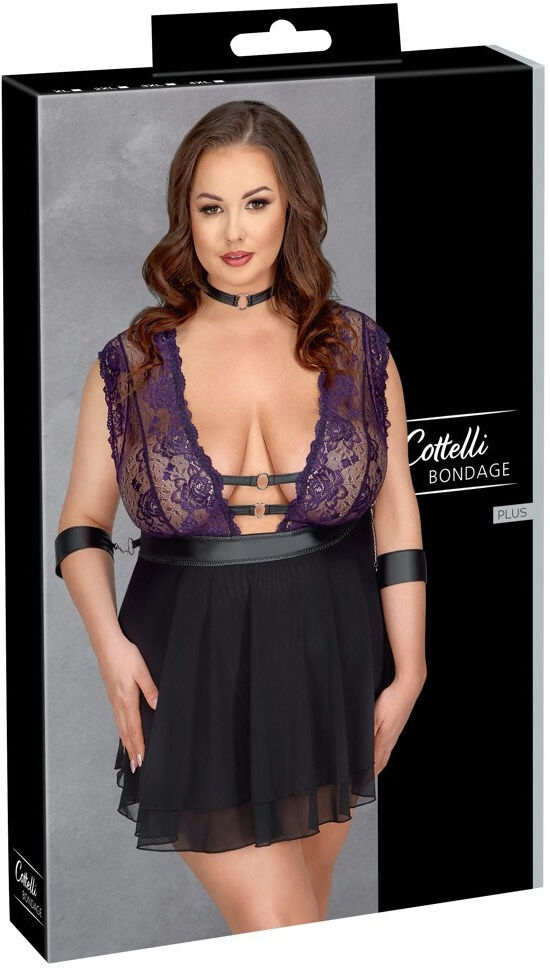 Cottelli BONDAGE Babydoll, collier et bracelets de bras lilas avec référence