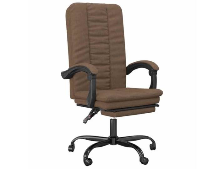 Favemtsl Ergonomischer Bürostuhl mit Liegefunktion & Fußstütze Braun Atmungsaktiver Stoffsessel mit verstellbarer Rückenlehne, 360° Drehung und Fußstütze für Arbeitszimmer und Home Office.
