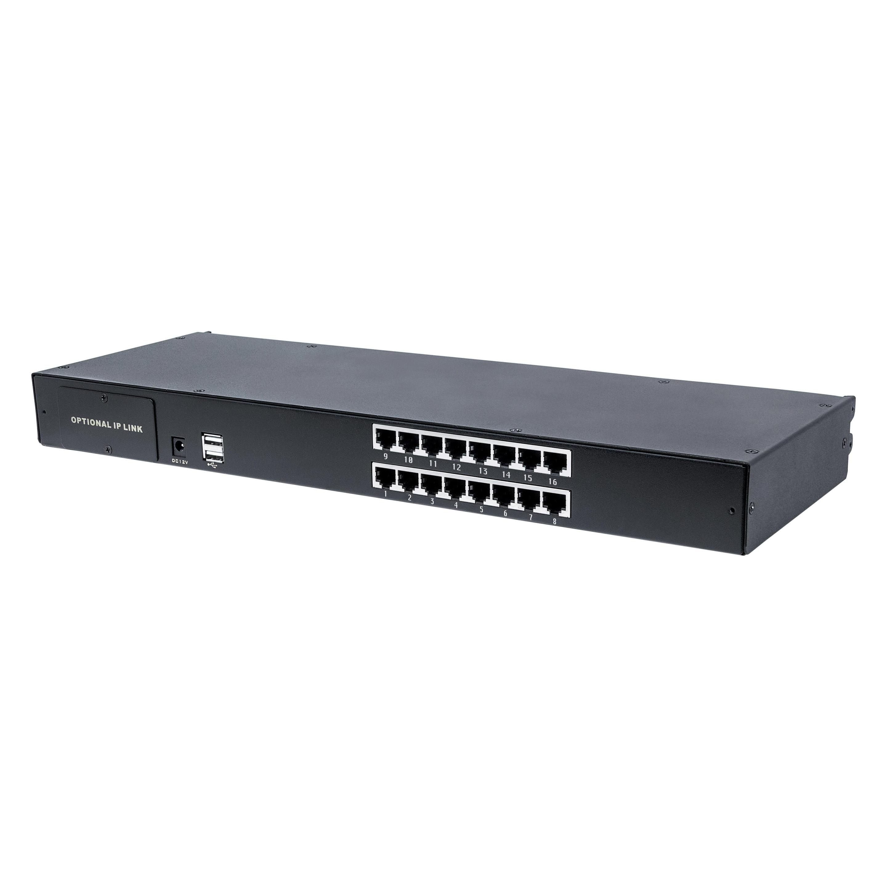 Intellinet Modularer 16-Port KVM-Switch mit Cat5-/VGA-Schnittstelle Zur Verwendung mit Rackmount LCD-Konsol... (507899)
