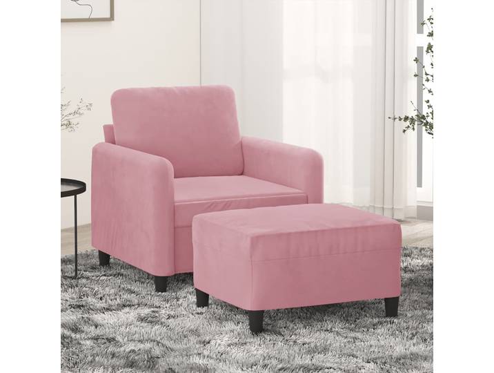 vidaXL Sessel mit Hocker Rosa 60 cm Samt