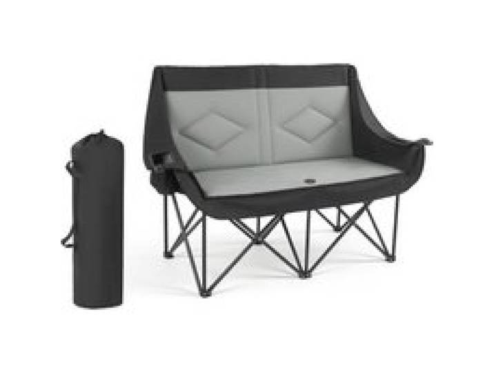 VEVOR Campingstuhl für 2 Personen Faltstuhl 300 kg Belastbar, Anglerstuhl mit 2 Getränkehaltern & Weinglashaltern & Zeitschriftenhalterungen & Tragetaschen, für Outdoor-Aktivitäten Angeln 1 Stk.