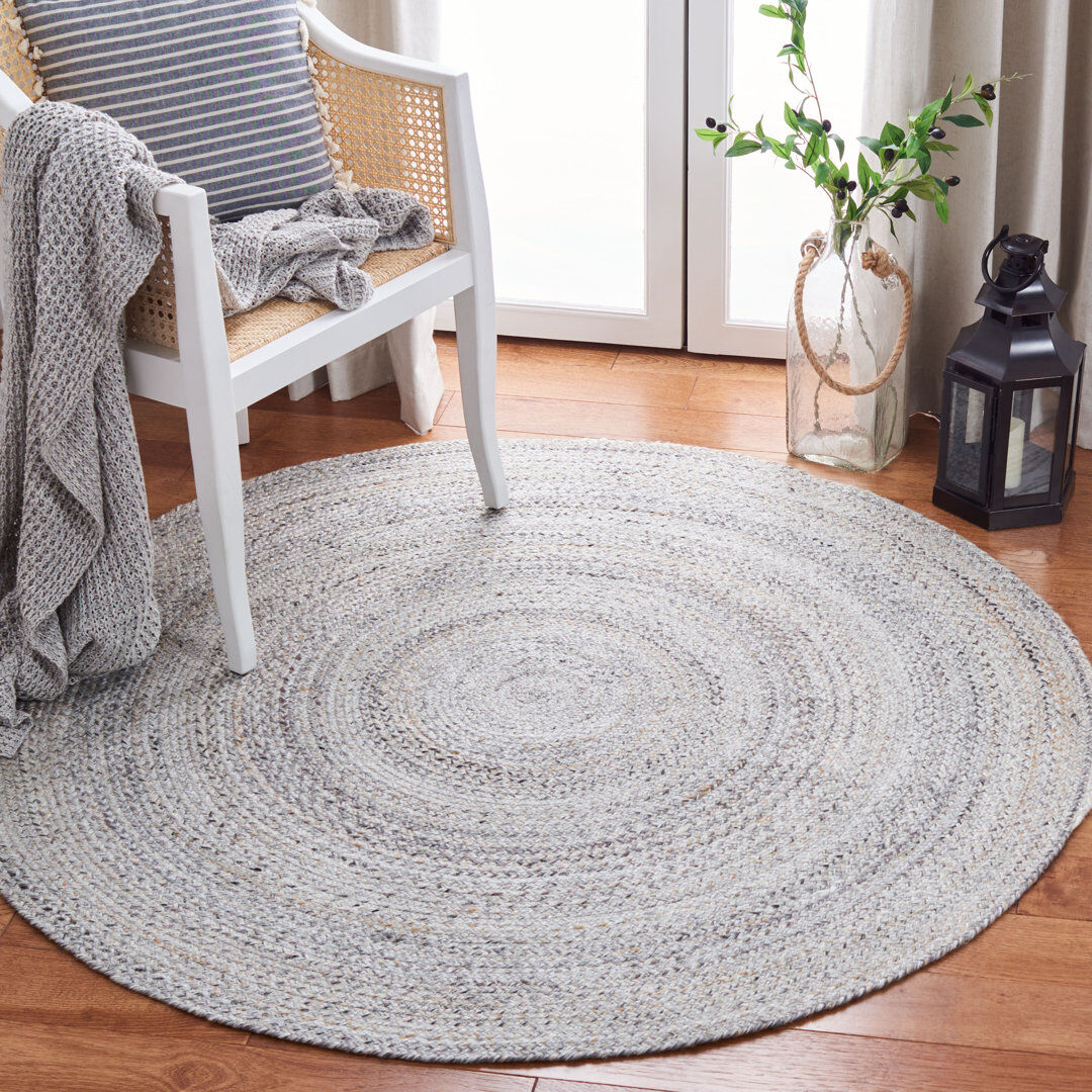 Bloomsbury Market Round Alik Flatweave Area Rug Grey Round 152 cm