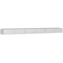 Helloshop26 - Hochbeet für Pflanzen Blumen Terrasse Garten 600 x 80 x 45 cm verzinkter Stahl silber 02_0039463