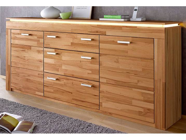 Sideboard VOGL MÖBELFABRIK, beige (kernbuche teilmassiv), B:222cm H:95,5cm T:40cm, Sideboards, Sideboard, Breite 222 cm