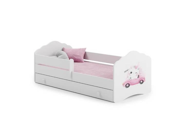 Lit enfant  chat  tiroir matelas et barrière de protection taille 140x70