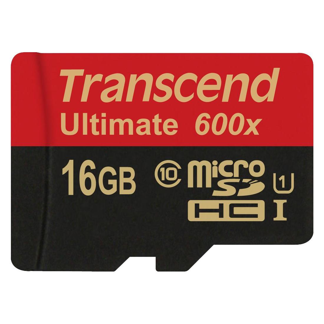Transcend microSDHC Ultimate 600x mit Adapter (16 GB, microSDHC, U1, UHS-I) (TS16GUSDHC10U1)