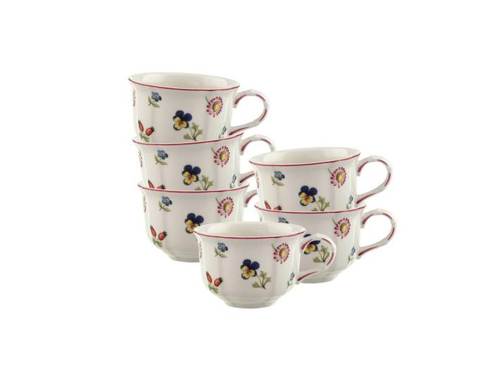 Villeroy & Boch Teetassen Petite Fleur weiß 130 ml 6er Set, Weiß, Keramik, Geschirr, Tassen, Teetassen