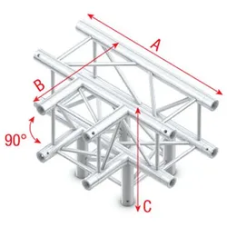 Milos Pro-30 Square P Truss - T-Cross + Down, 4-way -71 cm QLB40 - 90° corner