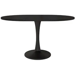 OKWISH Esstisch MDF Schwarz 100/140x100x75 cm, oval, ausziehbar, pflegeleicht