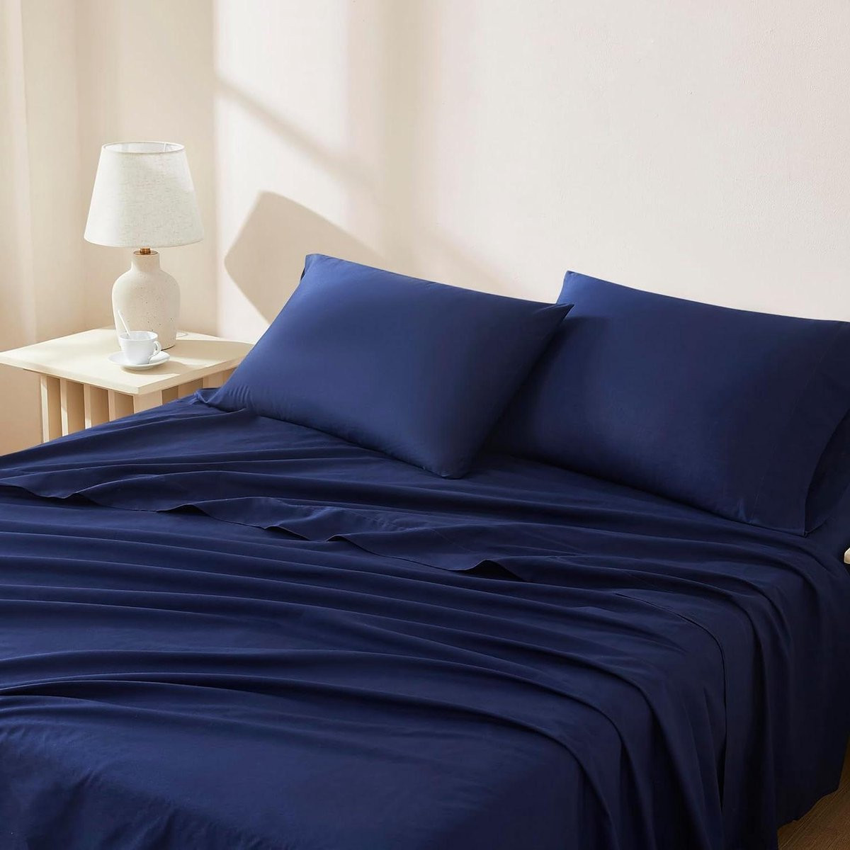Marineblauw Katoenen Beddengoed Set - Biologisch GOTS Gecertificeerd Katoen - Twin Maat