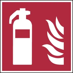 Brandschutzzeichen, Feuerlöscher F001 - ASR A1.3 (DIN EN ISO 7010) - 240x240x8 mm Acrylglas