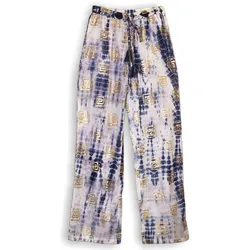 (LXL) Nomad Sari On the Med Collection - Lounge Pants - Gold & Blue Greek Motiff - Handpainted