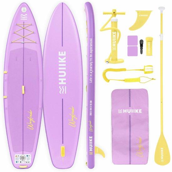 Komplettset für Stand-Up-Paddling, inklusive Zubehör: Aufblasbares SUP-Board mit Paddel, Flossen, Sicherheitsleine, Pumpe und Rucksack, geeignet für Erwachsene