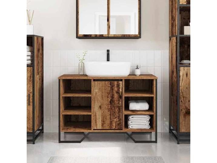 （Promotion Nove）Meuble dessous rangement - Classqiue Cabinet/ Cabinet de lavabo - Bois Ancien 91 x 35 x 60 cm Bois d'ingénierie