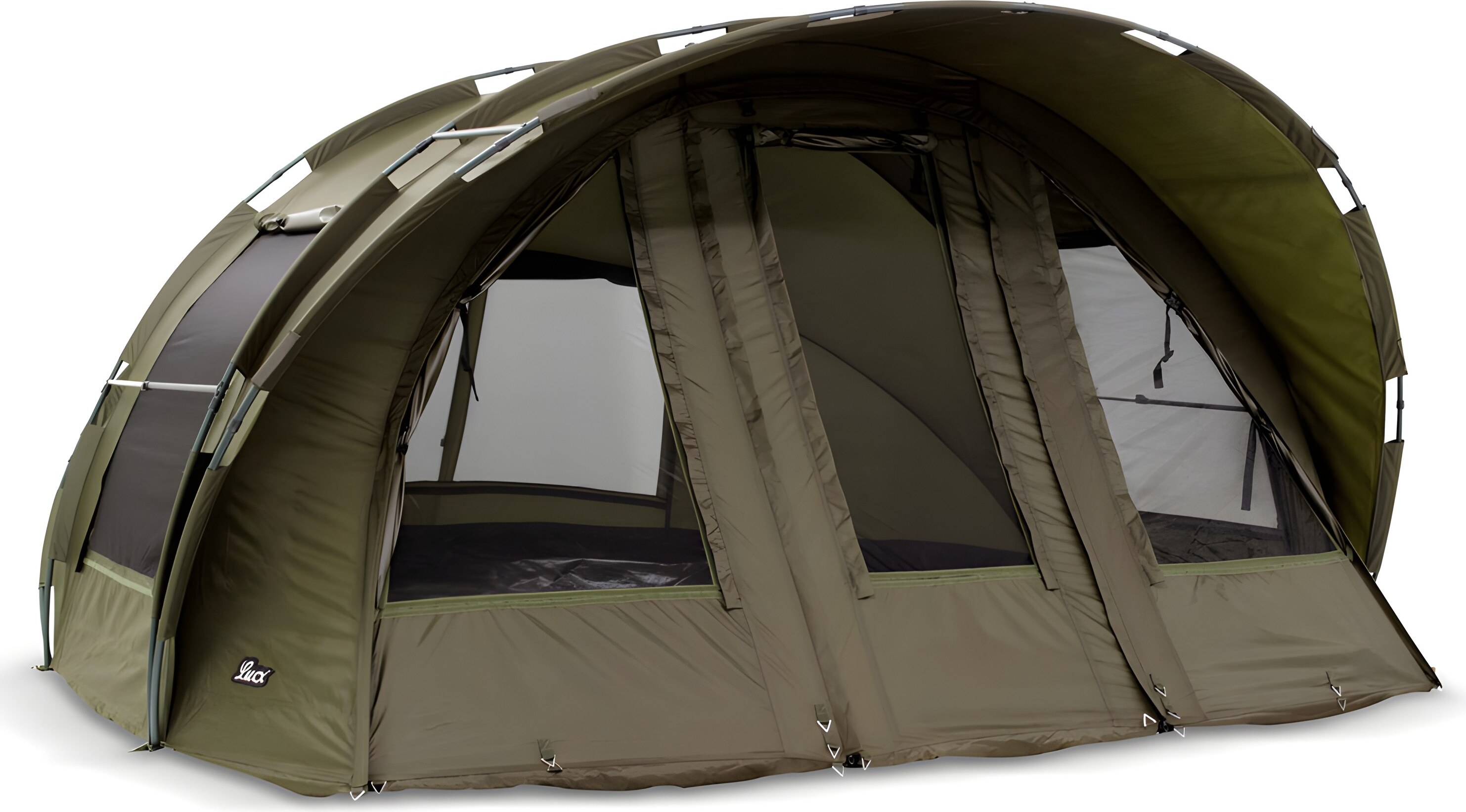 Lucx Leopard XXL Bivvy Angelzelt für 3-4 Personen - großes Karpfenzelt mit herausnehmbarer Bodenplane mit Reißverschluss & 10.000 mm Wassersäule, wasserdicht & robust