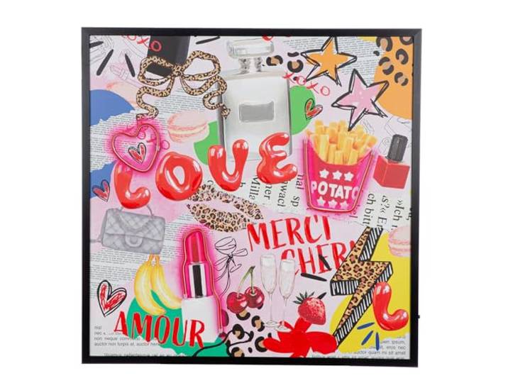 GILDE LED Bild OOH LALA - Popart Leinwand - quadratisch - mehrfarbig - Höhe 83cm x Breite 83cm