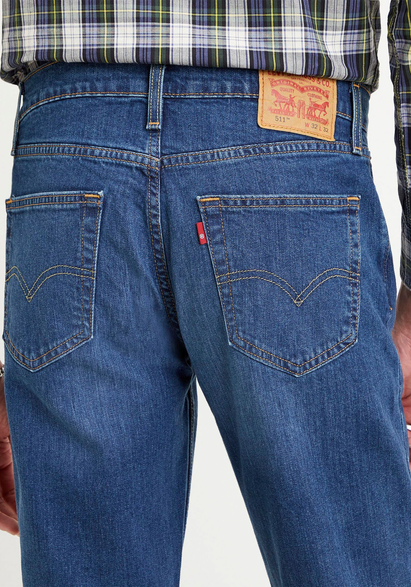 Slim-fit-Jeans LEVI'S "511 SLIM", Herren, Gr. 36, Länge 32, blau (throttle), Denim/Jeans, Obermaterial: 99% Baumwolle, 1% Elasthan, slim fit lang, Jeans Slim-fit-Jeans, mit Stretch throttle 36, Länge 32