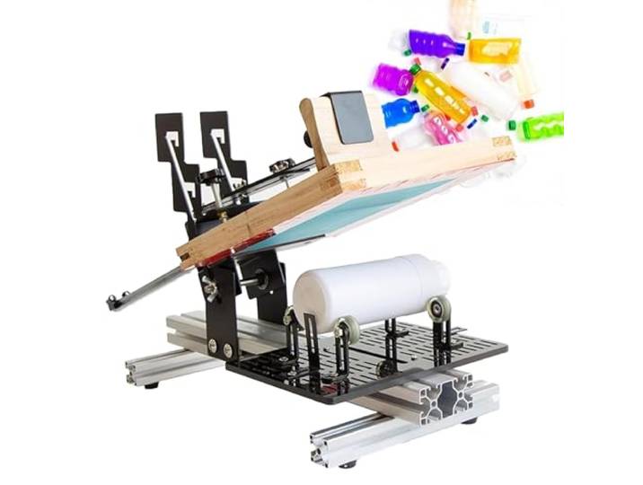Zylinder-Siebdruckmaschine, manueller Zylinder-Siebdrucker, maximale Grafikfläche 200 x 250 mm, höhenverstellbar, einfach zu bedienen, für Flaschen und Becher mit 250 mm Durchmesser