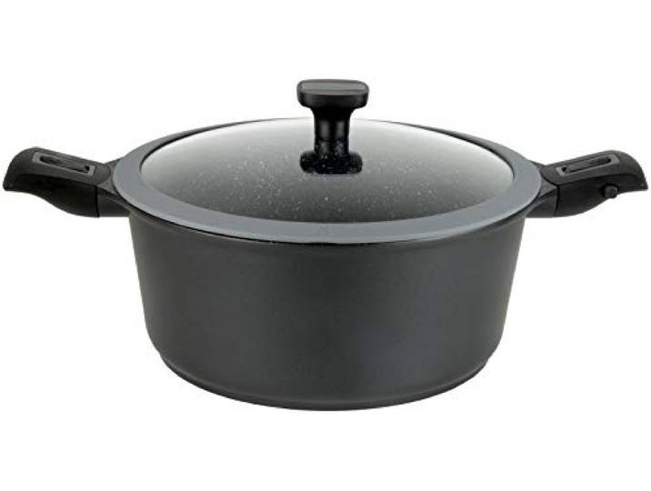 GSW 167840 Easy Click Faitout avec couvercle en verre et poignées amovibles\, aluminium\, noir\, diamètre 20 cm
