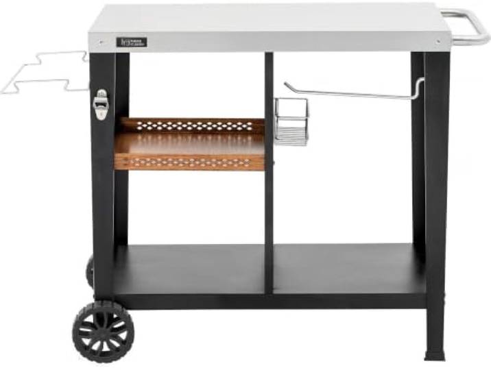 Grill-Beistellwagen Gelia 117 x 59 cm - Edelstahl - Schwarz