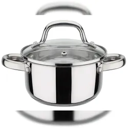 GSW Mini-Fleischtopf mit Glasdeckel 14 cm Montreal / 1,2 Ltr., induktionsgeeignet, backofengeeignet bis 240°C