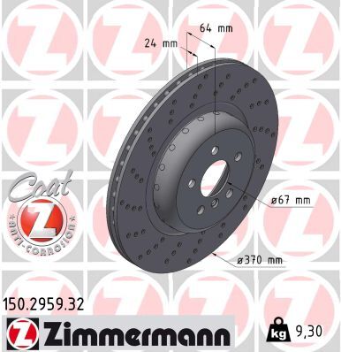 Zimmermann Bremsscheibe 150295932 Hinterachse Links 370mm 24mm Für Bmw