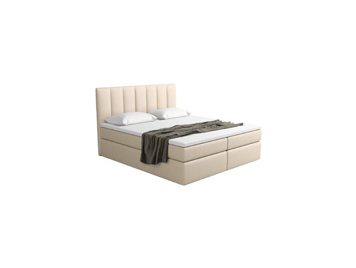 Design Boxspringbett „Saudade“ mit Ablagefach, Kunstleder Beige BLOOMINGLOFT Collection